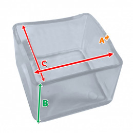 Flexible chair leg cap (outside, square, 80 mm, transparent)