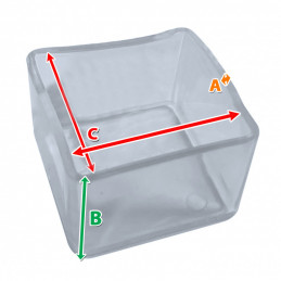 Flexibele stoelpootdop (omdop, vierkant, 20 mm, transparant)