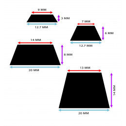 Set von 40 Türpuffer (12,7x12,7x3 mm, schwarz, trapezförmig)