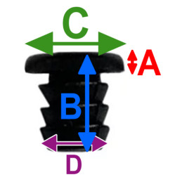 Set of 100 PVC plugs, buffers, bumpers (inside, round, 5.0 mm