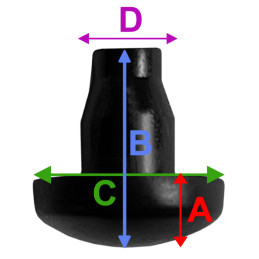 Set of 50 PVC plugs, buffers, bumpers (inside, round, 7.0 mm