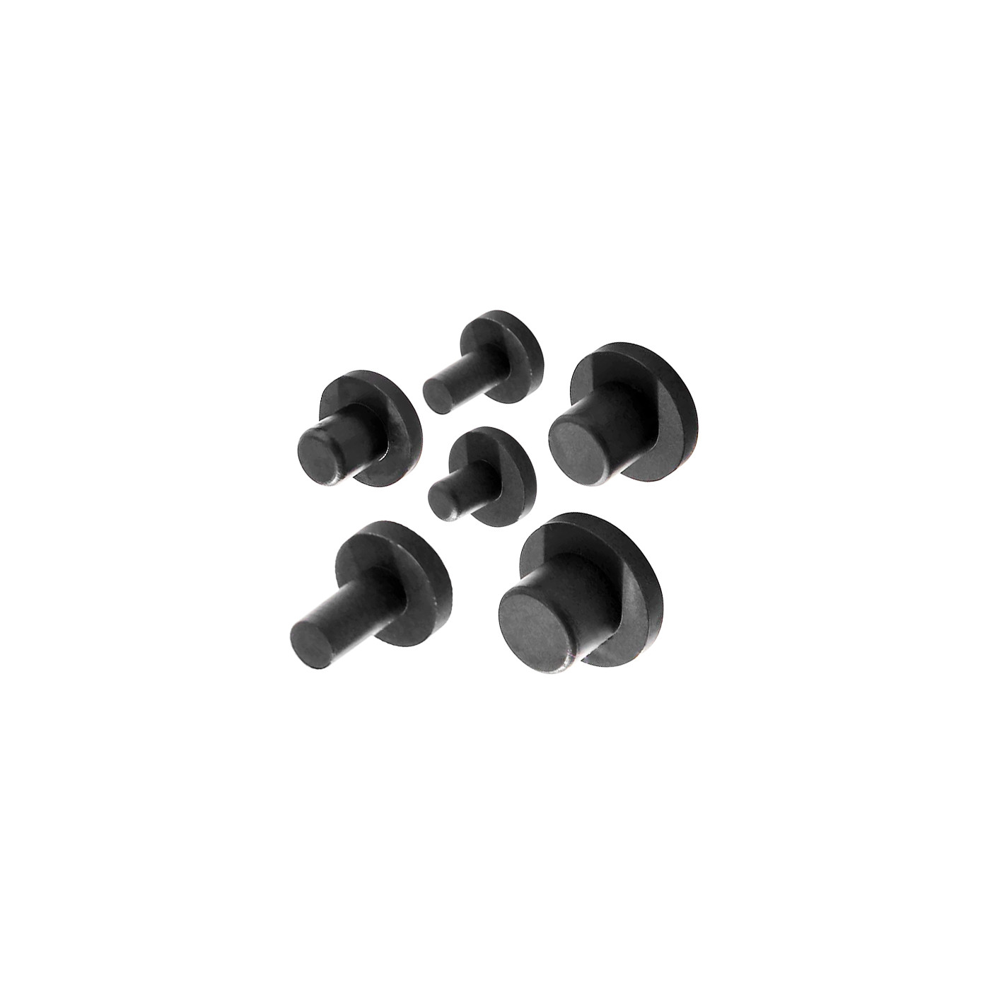 Set of 300 rubber plugs (inside, round, 2.5 mm, black)