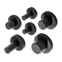 Set of 300 rubber plugs (inside, round, 6.45 mm, black)