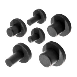 Set van 100 kleine rubber pluggen (intern, rond, 2.5 mm, zwart)