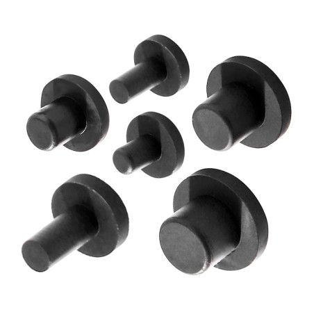 Set van 100 kleine rubber pluggen (intern, rond, 4.4 mm, zwart)
