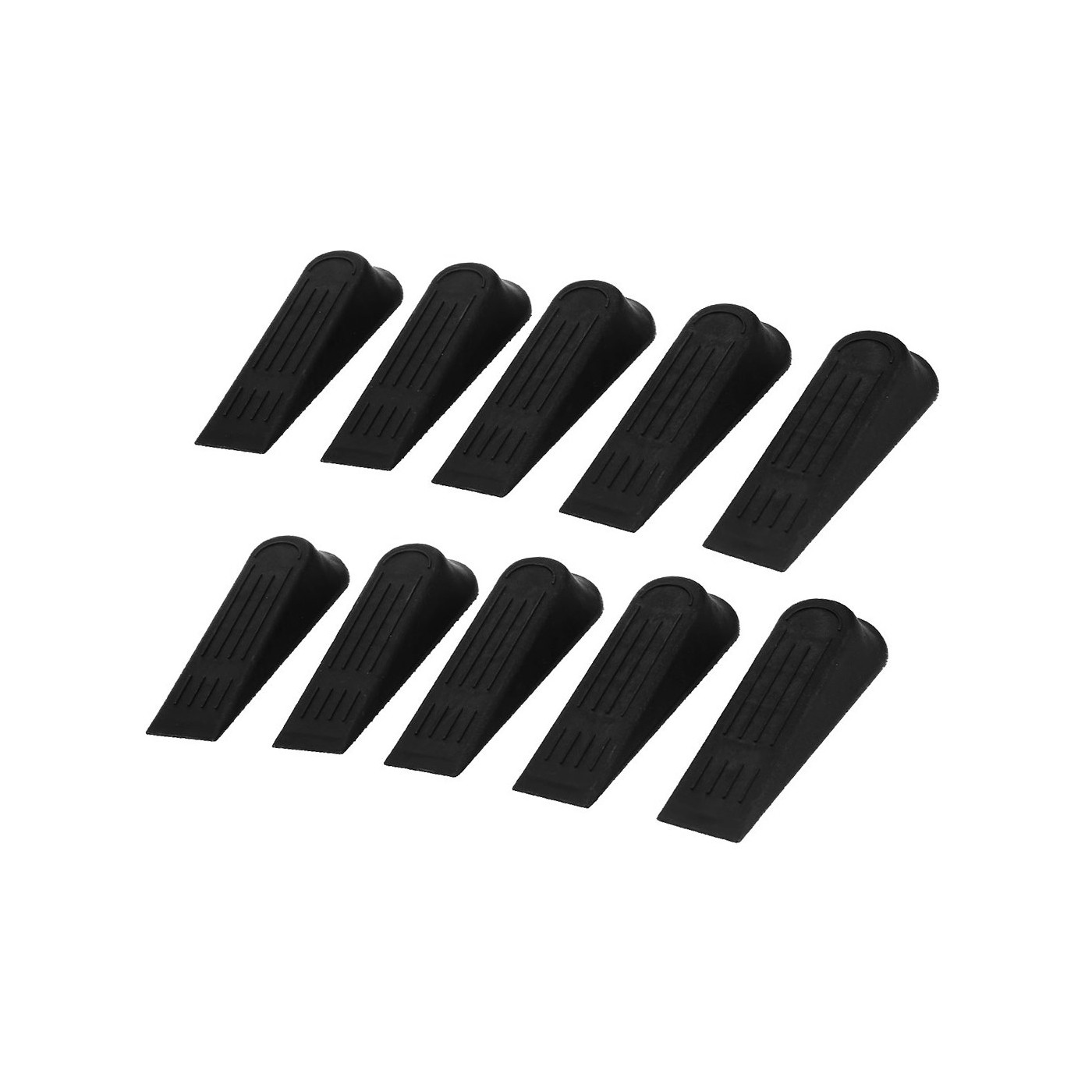 Set van 10 eenvoudige kunststof deurstoppers (zwart)
