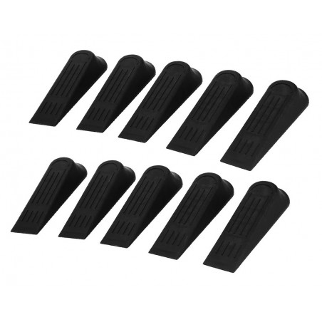Set of 10 basic door stoppers (black plastic)