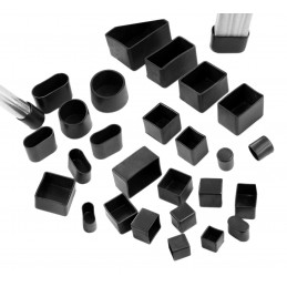 Flexibele Stuhlbeinkappe (Außenkappe, Quadrat, 38 mm, schwarz)