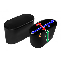 Flexibele stoelpootdop (omdop, ovaal, 16x34 mm, zwart)