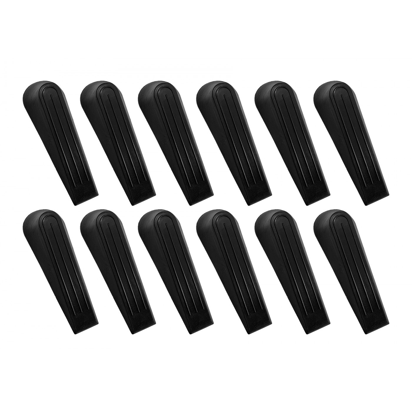 Set of 12 basic door stoppers (black rubber)