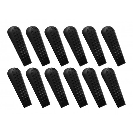 Set van 12 eenvoudige rubber deurstoppers (zwart rubber)