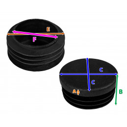 Plastic stoelpootdop (intern, rond, 14-21-22, zwart) [I-RO-22-B]