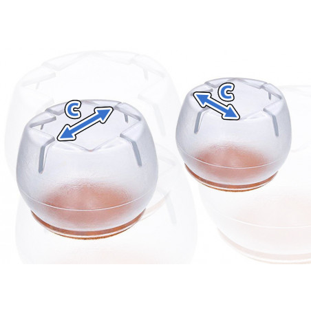 Set van 16 plastic stoelpootdoppen (omdop, vilt, vierkant Set van 16 plastic stoelpootdoppen (omdop, vilt, vierkant
